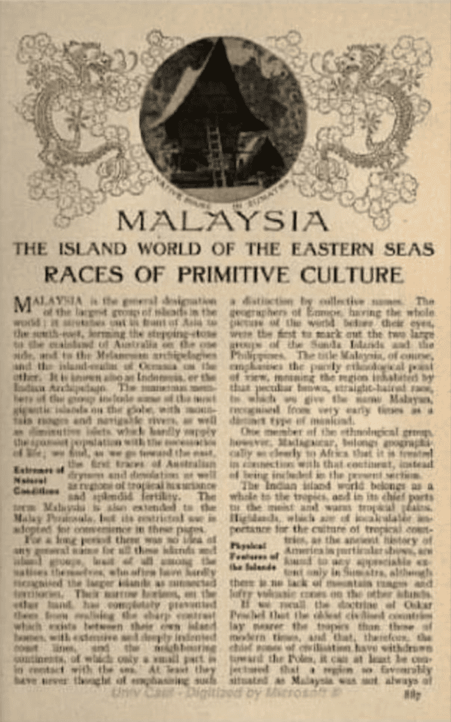 Title: MALAYSIA Subtitle: THE ISLAND WORLD OF THE EASTERN SEAS RACES OF PRIMITIVE CULTURE